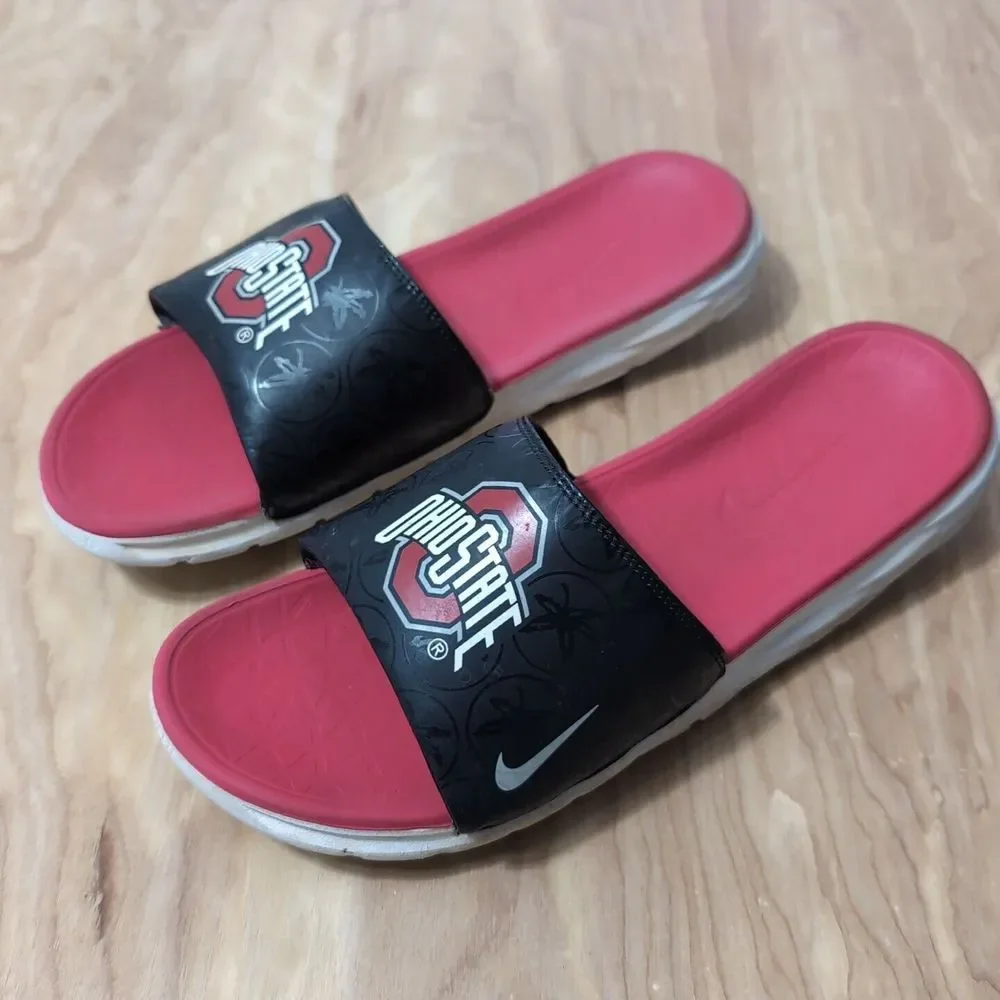 NIKE OHIO STATE OFFCOURT SLIDES SANDALS BLACK‎ RED DD0534-001 (SIZE 14)